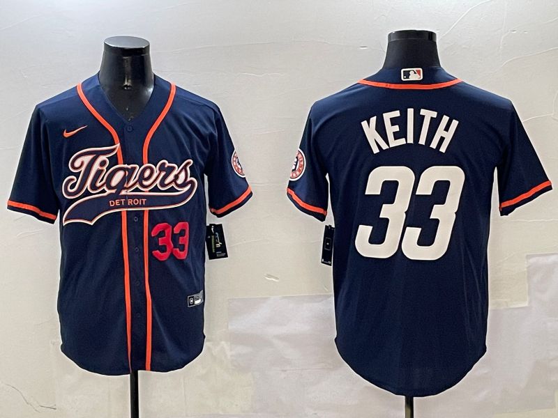 Men Detroit Tigers #33 Keith Blue Jointly Name 2025 Nike MLB Jersey style 3